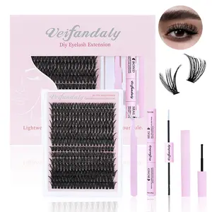 Veifandaly DIY Eyelashes Extension Kit Thick Lash Cluster Kit 9-16mm Volume Eyelash Clusters D Curvature Cluster Eyelash Extensions Kit 3D Wispy fluffy Lash Clusters DIY Lash Extension Kit(60D 80D 100 120P MIX Thick Kit with Tweezer Glue And Remove )