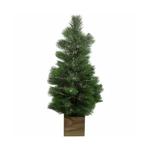 Northlight 3' Snowy Pine Christmas Tree in Wooden Pot - Unlit