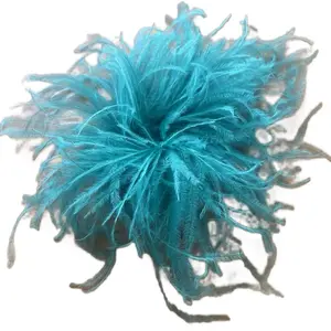 Ostrich Feather Brooch Teal Elegant and Vibrant Accessory for Stylish Outfits