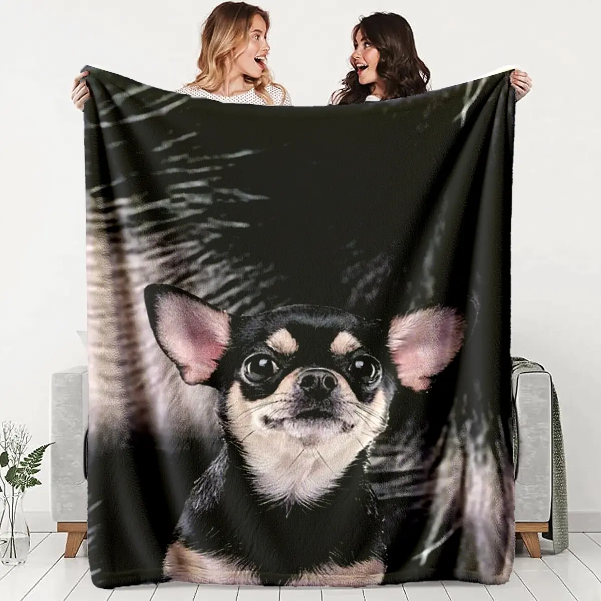 Chihuahua Theme Blanket, Soft Flannel Fabric, Warm and Durable, Perfect Gift for Pet Lovers, Cozy Home Decor, Ideal for All Seasons