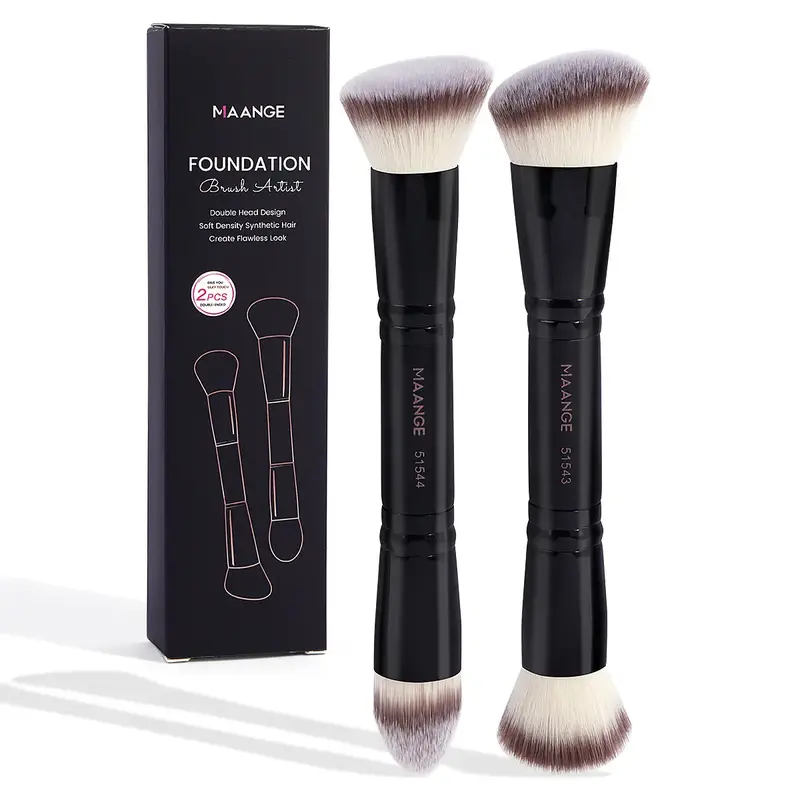 MAANGE Makeup Brush Set, 2 Counts Makeup Brush Set, Versatile Soft Face Makeup Brushes for Foundation, Powder, Concealers, Brushes with Soft Bristles for Beginners, Multifunctional Makeup Brushes