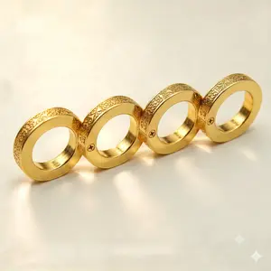 Gold-Plated Modular Fidget Rings Set - Deformable, Stackable Creative Costume Jewelry, Stress-Relief Gift for Teens