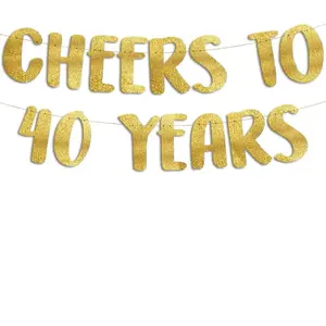 Congratulations 40th Anniversary Sparkling Sequins Banner, 40 Years Celebration Party Decoration, Birthday Party Supplies