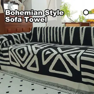 【MeridianHome】Bohemian Style Geometric Printed Sofa Cover, Casual Soft Comfortable Sofa Cover, Decorative Couch Cover, Sofa Cover for Home Living Room, Home Decor