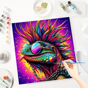 Chameleon Paint by Numbers for Adult,Paint by Number Kit for Beginners,DIY Acrylic Paint Canvas Painting Kits Art ,Home Wall Decor Gift for Her, 20x20 inch(Without Frame)