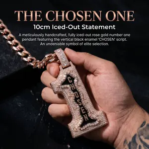 Chosen One Full Diamond Rose Gold Pendant, Premium Luxury Craft, Exclusive Winner Symbol, Unisex Jewelry for Party Gifting