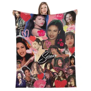 Selena Quintanilla Vintage Blanket Art Flannel Soft Warm Plush Blanket for Sofa Bed Bedroom Living Room Travel Picnic Blanket