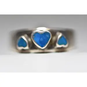 Heart ring size 6.75 turquoise band stacker sterling silver women girls