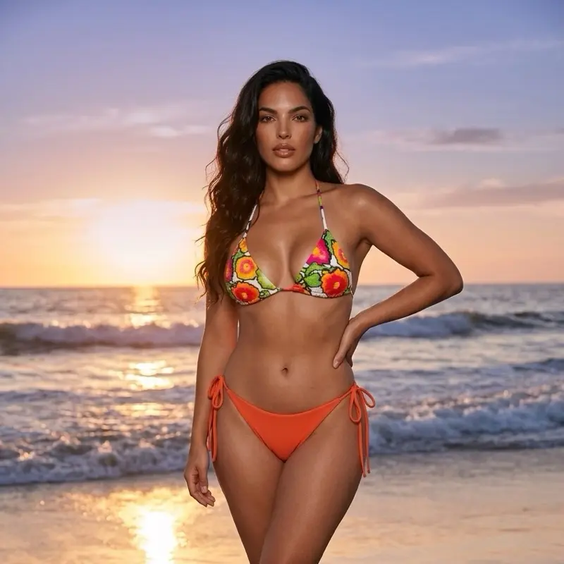 Flower two-piece bikini slim fitted
