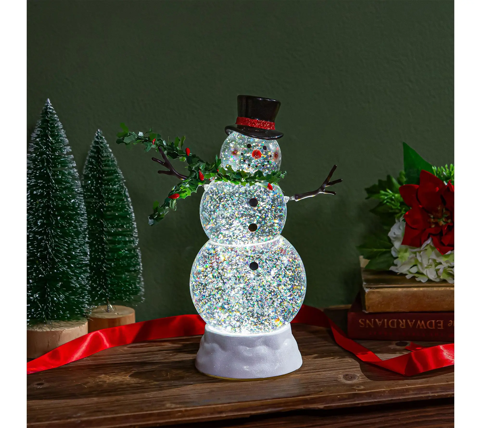 Evergreen 11"H LED Snowman with Spring Arms Water Lantern Evergreen 11"H LED Snowman with Spring Arms Water Lantern