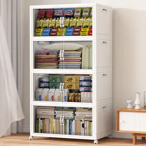 Broview 600QT Plastic Storage Bins with Lid, Stackable Storage Containers with Wheels, Foldable & Collapsible Design, Ideal for Small Spaces V20