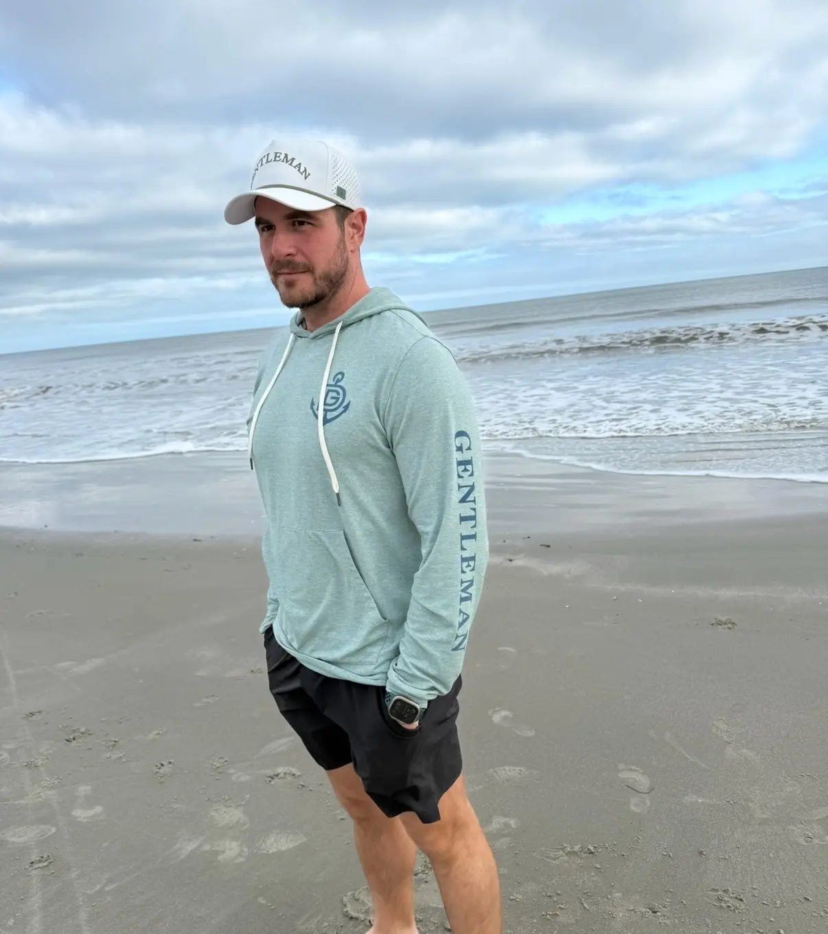 Men's Lightweight Hoodie | Sage Heather | Breathable Pullover | Dock Gentleman