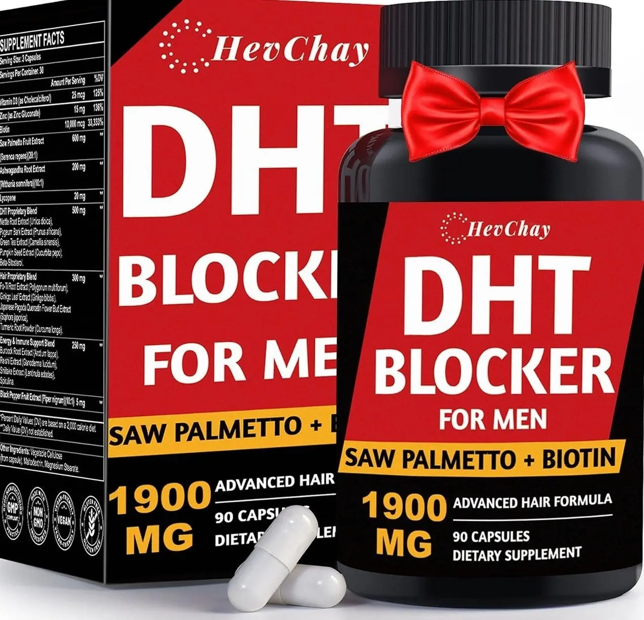 DHT Blocker for Men | Extra Strength Saw Palmetto & Biotin Hair Growth Supplement - Hair Growth Vitamins - Hair Regrowth - Natural Hair Loss Supplements for Men - Proprietary Herbal Blends,1 Pack