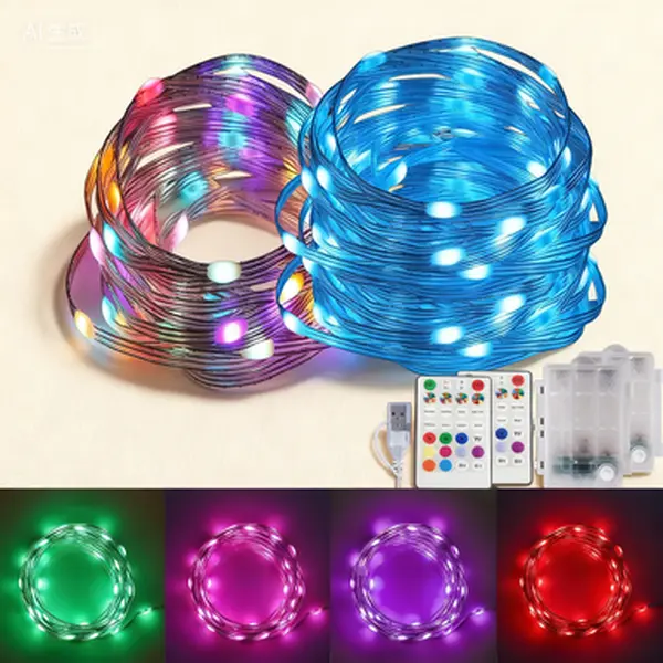 2-Pack Color Changing String Lights - 16.4FT Battery/USB Operated with Remote, Waterproof Twinkle Fairy Lights for Home, Christmas Party Decor (Indoor/Outdoor Use)