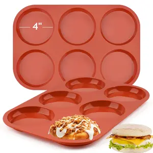 2-PK Silicone Egg Mold for Breakfast Sandwiches 4" Jumbo Size Muffin Top Pan, Non-Stick Round Silicone Molds for Baking Hamburger Bun, Eggs and More