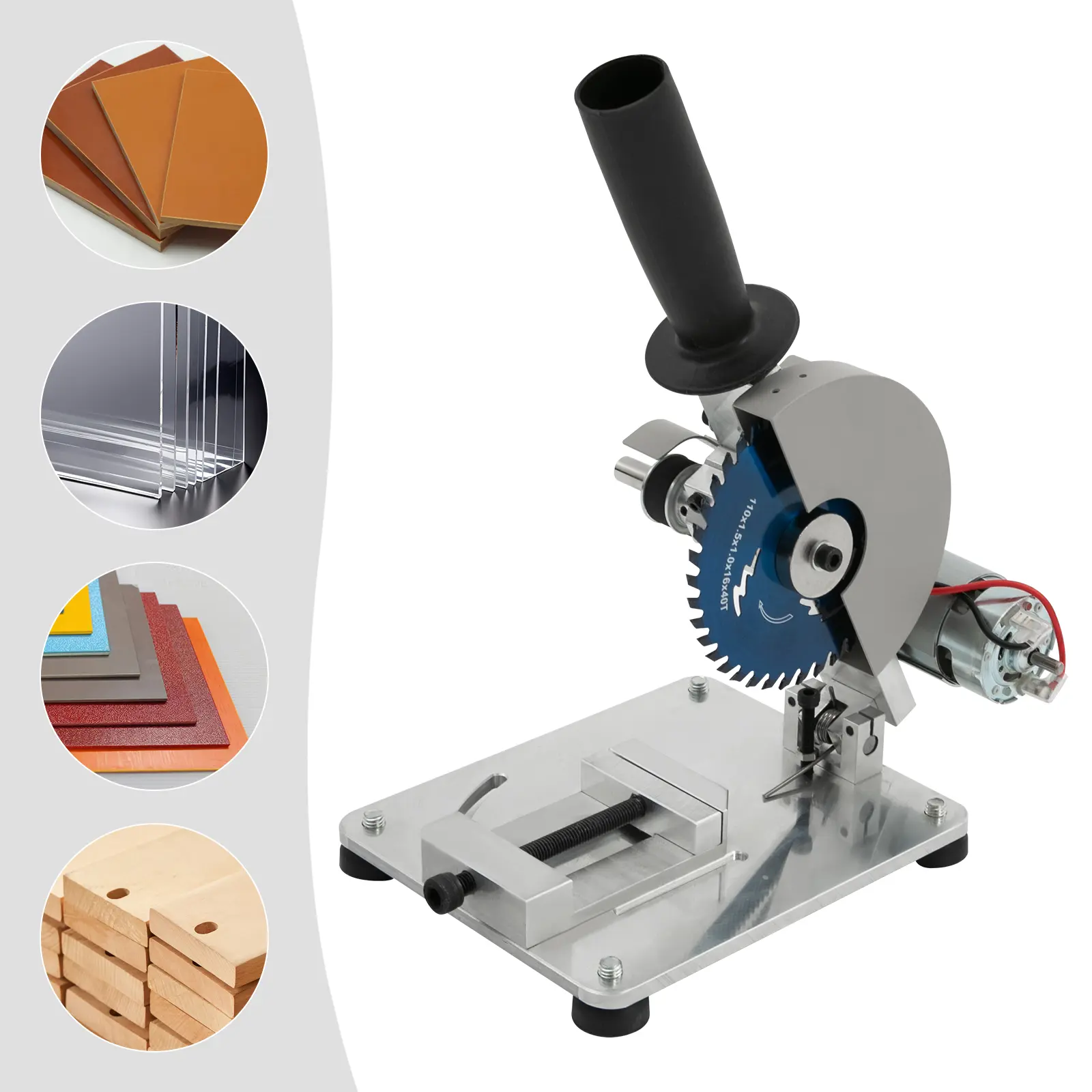 Mini Table Saw, Portable 96W, 9000rpm, 4-Inch Blade, Adjustable Angle, for Wood & Metal Cutting, Saw Blades, Wood Cutting Machine