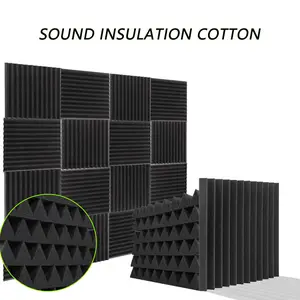 12pcs 12''x12''x1'' Sound-absorbing Sponge with Adhesive Sticker High-density Flame-retardant Recording Studio Sound Insulation Fire-proof Corrugated