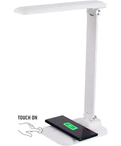 Brilli 15"H Bright-Clean Antimicrobial LED Desk Lamp Matte White Finish with Wireless Charging