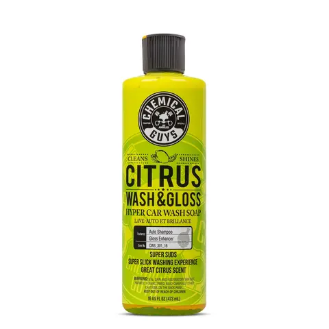 CHEMICAL GUYS Citrus Wash & Gloss – Heavy Duty Car Wash Soap with Natural Citrus Cleaners, High Foaming Formula Adds Gloss & Removes Tough Dirt, Natural Citrus Extracts