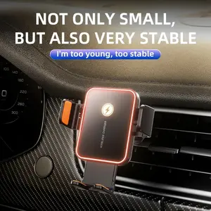 Wireless car phone charger mount, wireless phone charger, 15W fast charging, compatible with various phone models, compact design, with colored ambient light, suitable for giving to boyfriend on Valentine's Day