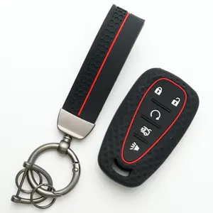 Silicone Car remote Key Cover Case with key chain for CHEVROLET Cruze volt Malibu Equinox for Camaro 2016 2017 2018 2019 keychain holder key accessories