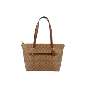 COACH Gallery 32 Signature Canvas Leather Tote Bag for Women