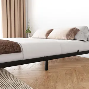 6 Inch Metal Queen Bed Frame,Bed Frame with 6 Non-Slip Mattress Without Headboard,Sturdy Heavy Duty Bed Frame with Reserved Holes for DIY Headboard,Storage Space Under The Bed,Noise Free