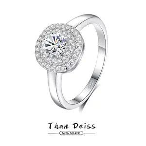 Round-cut diamond ring with a large 0.5 ct Moissanite, women’s jewelry, S925 sterling silver, high-end feel, symbol of love, proposal ring, gift.