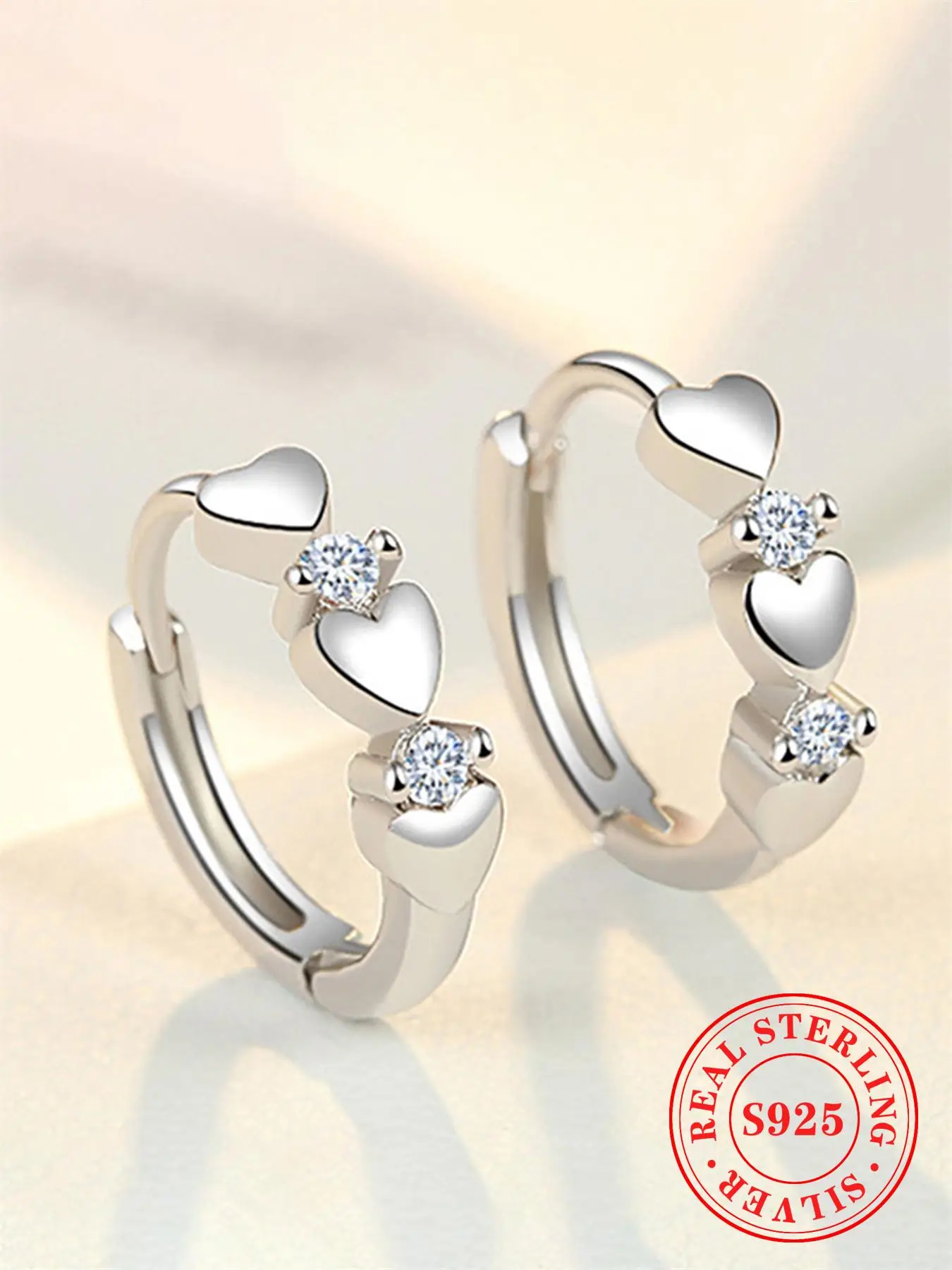 S925 Sterling Silver Fashion Heart Design Hoop Earrings for Women & Girls, Cute Hoop Earrings for Party, Daily Decor, Trendy All-match & Exquisite Jew