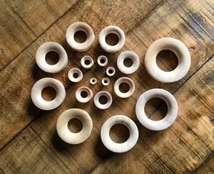 PAIR of Unique Organic Blond Crocodile Wood Tunnels - Gauges 6g (4mm) up to 1&3/4" (45mm)