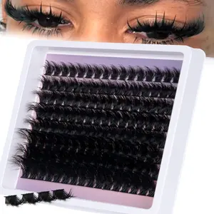 Dense Manga Eyelashes Cluster, Mega Thick Lashes, 20mm Dramatic Lash Clusters, D Curl, Mixed Length (No Number) , Solid DIY Home Use, Thin 0.07mm Thickness, Easily DIY Long-Lasting Salon Charm at Home，Perfect for Beginners