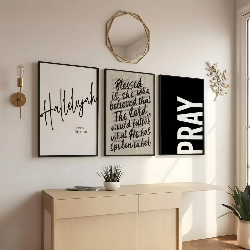 Set of 3 Christian Prayer Room Bible Verse Unframed Posters, Home Decor Wall Art Prints for Religious Home Supplies
