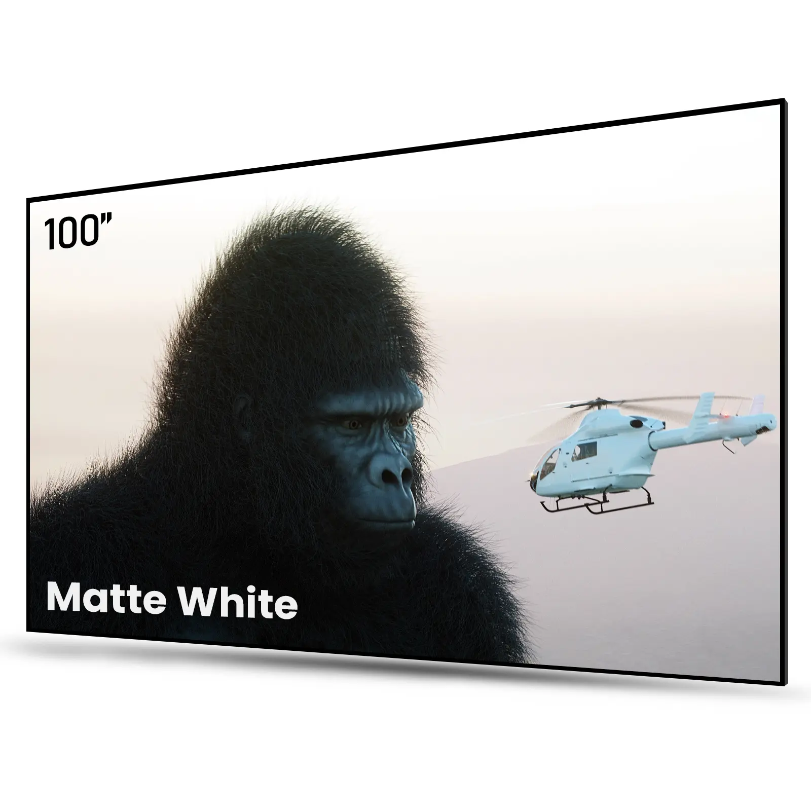 AWOL Vision Matte White Projector Screen Home Office Business Movie Game Fixed Frame 1.3 dB Peak Gain 4K 8K Ultra HD UHD 3D Wall Mount Projector Screen
