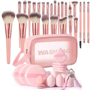 Makeup Tool Set, 41pcs/set Makeup Brush & Triangle Powder Puff & Makeup Sponge & Makeup Bag & Eyelash Curler, Professional Makeup Tools for Women, Cosmetic, Makeup Brush Kit