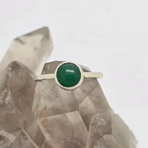 Jen's Jewels Green Aventurine and Sterling Silver Stacker Ring, Stacking Ring, Green Aventurine Ring