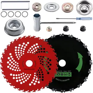 9" x36T Teeth Carbide Tipped Blades & 9" x20T Tooth Brush Blade with Adapter Kit for Weed Eater,(Black&Red)
