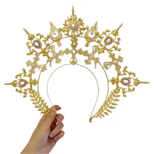 1pc Baroque Gothic Crown Headband for Wedding Cosplay Prom No Power Elegant Regal Gothic Hair Accessories