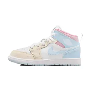 Little Kid's Jordan 1 Mid SE Half Blue-Half Blue-Pale Ivory (IB7056 403)