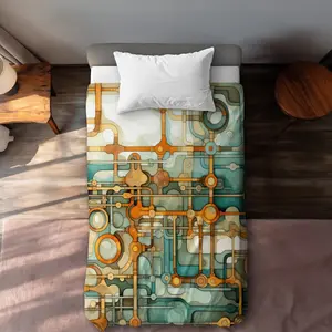 MWW C1DCTXLW47Y4X7 Turns & Bends Motif Duvet Cover - Twin Extra Long White, Comfortable, Lengthened, Machine-Washable, Stylish Home Bedding, Comfortable Duvet Covers, Lengthened Duvet Covers