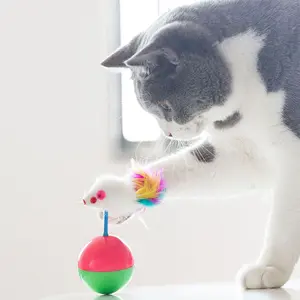 Pet Cat Toy Set Mouse Wobble Self-Entertainment Teaser Stick Mini Cat Supplies, Fun Interactive Toys for Cats, Ideal Gift for Pet Owners