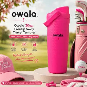 Owala 30oz FreeSip Sway Insulated Travel Tumbler, Neon Golf Early Birdie Design, Leak-Proof Drinkware Bottle