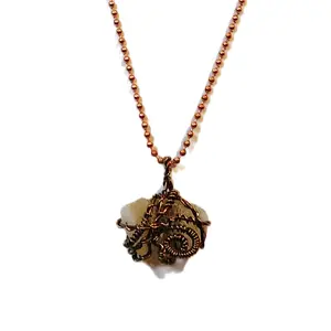 Citrine Stone Wrapped in Copper Necklace - 22-inch Chain, Free-Style Wrap Design, Unique & Elegant Jewelry Accessory