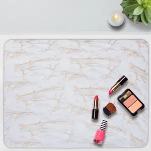 Makeup Mat for Vanity, Marble Gold Silicone Mat, 40cm x 30cm, Heat-Resistant, Bathroom Vanity Mat