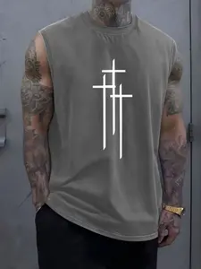 Men's Oversized Sleeveless T-Shirt, Loose Fit Street Style, Pure Cotton Washed Out Look, Summer Festival Essential Fashion Item