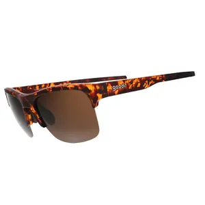 goodr Country Club Crasher Large Size (Flex G) Translucent Brown Frame with Brown Lens, UV400, No Slip No Bounce No Tangle