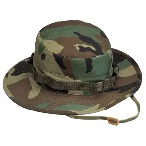 Woodland Camouflage - Tactical Army Military Boonie Bucket Hat - Polyester Cotton