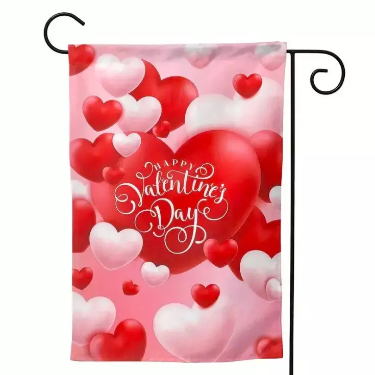 Happy Valentines Day Garden Flag 12.5"X18" Double Sided Hearts