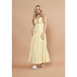 Sunny Yellow Gingham Maxi Dress