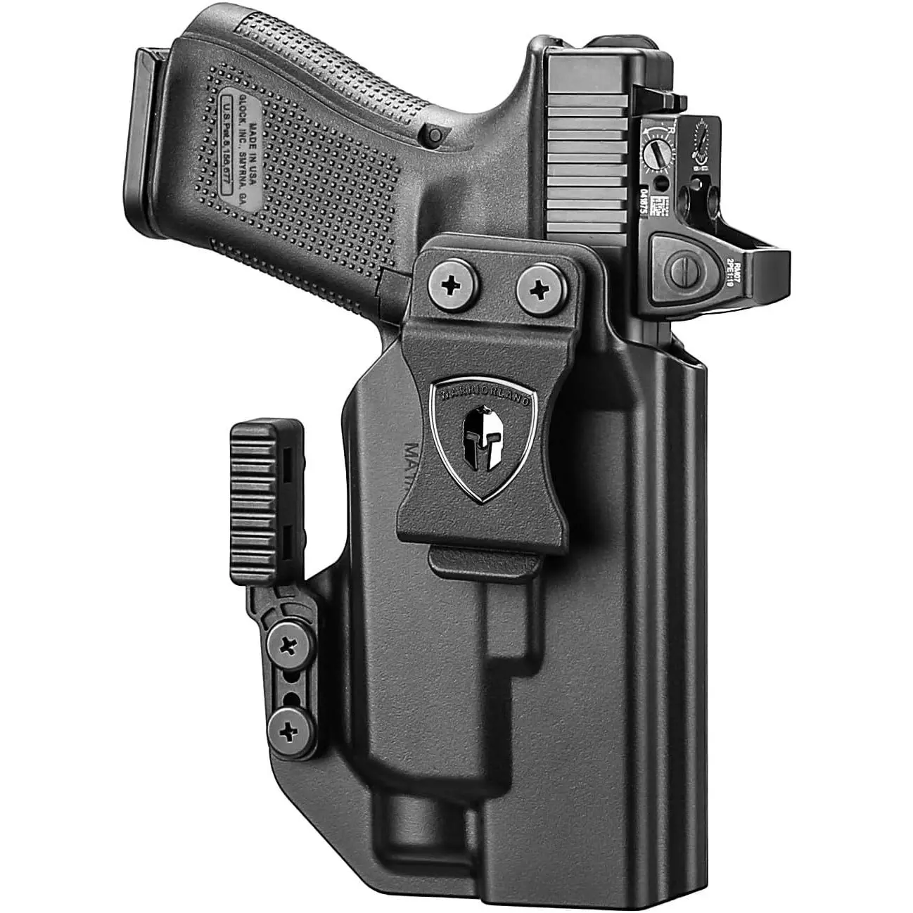 WARRIORLAND IWB Kydex Holster for Glock 17/19/45/19X/44/34 with MA1/MA2 Light, Optic Cut, Right Hand Draw, Adjustable Cant, Iwb Holster