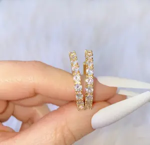 18K Gold Plated CZ Hoop Earrings